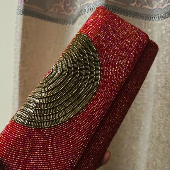 Traditional handmade beaded clutch purse